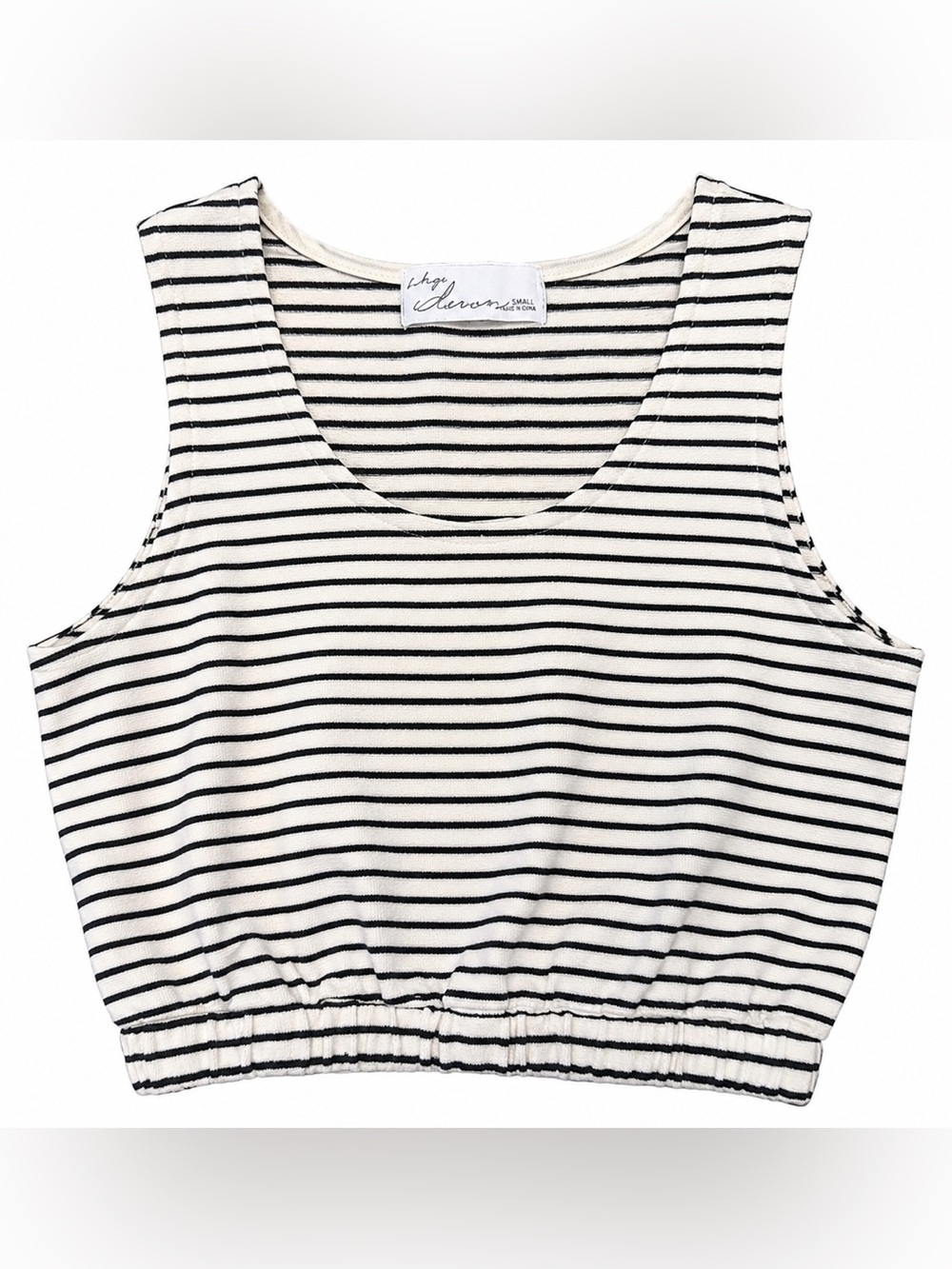 Vintage Havana Striped Cropped Tank Top Women’s Small Cream Black
